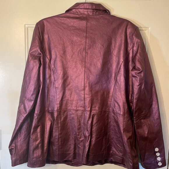 Real Leather Burgundy Jacket - Metrostyle Size 2X (fits like XL) - Picture 2 of 4